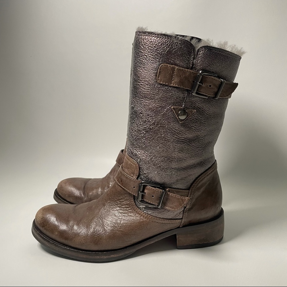 Latitude Femme Shearling Lined Moto Boots - sz 37